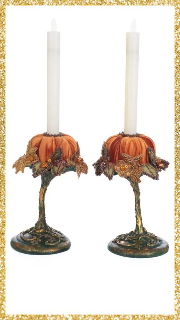 Katherine's Collection Pumpkin Candle Holder Set of 2