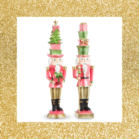 Tree Hat Nutcrackers Set of 2 Christmas Nutcracker Soldiers