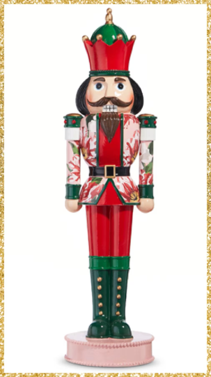 Poinsettia Nutcracker 15.75" Christmas Nutcracker Soldier Decor