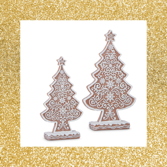 Frosted Gingerbread Trees Set of 2 Gingerbread Christmas Decorations