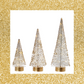 White Bottle Brush Trees Set of 3 Lighted Christmas Decorations