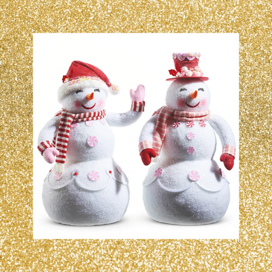 24" Peppermint Snowmen Christmas Decoration Set of 2 Christmas Snowman Decorations