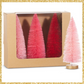 Pink Bottle Brush Trees Box of 3 Pink Christmas Decorations