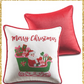 Pink Chinoiserie Christmas Santa and Sleigh Pillow  Merry Christmas Pillow