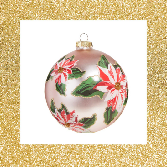 Pink Poinsettia Ornament 5" Pink Christmas Ornament