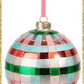 Green and Pink Plaid Glass Ornament 5" Pink Christmas Ornament