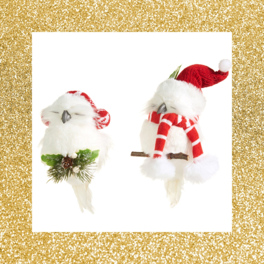 Cozy Owl Christmas Ornaments Set of 2 Christmas Owl Ornaments