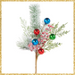 Snowy Pine Multicolor Ball Ornament Pick 16" Christmas Pick