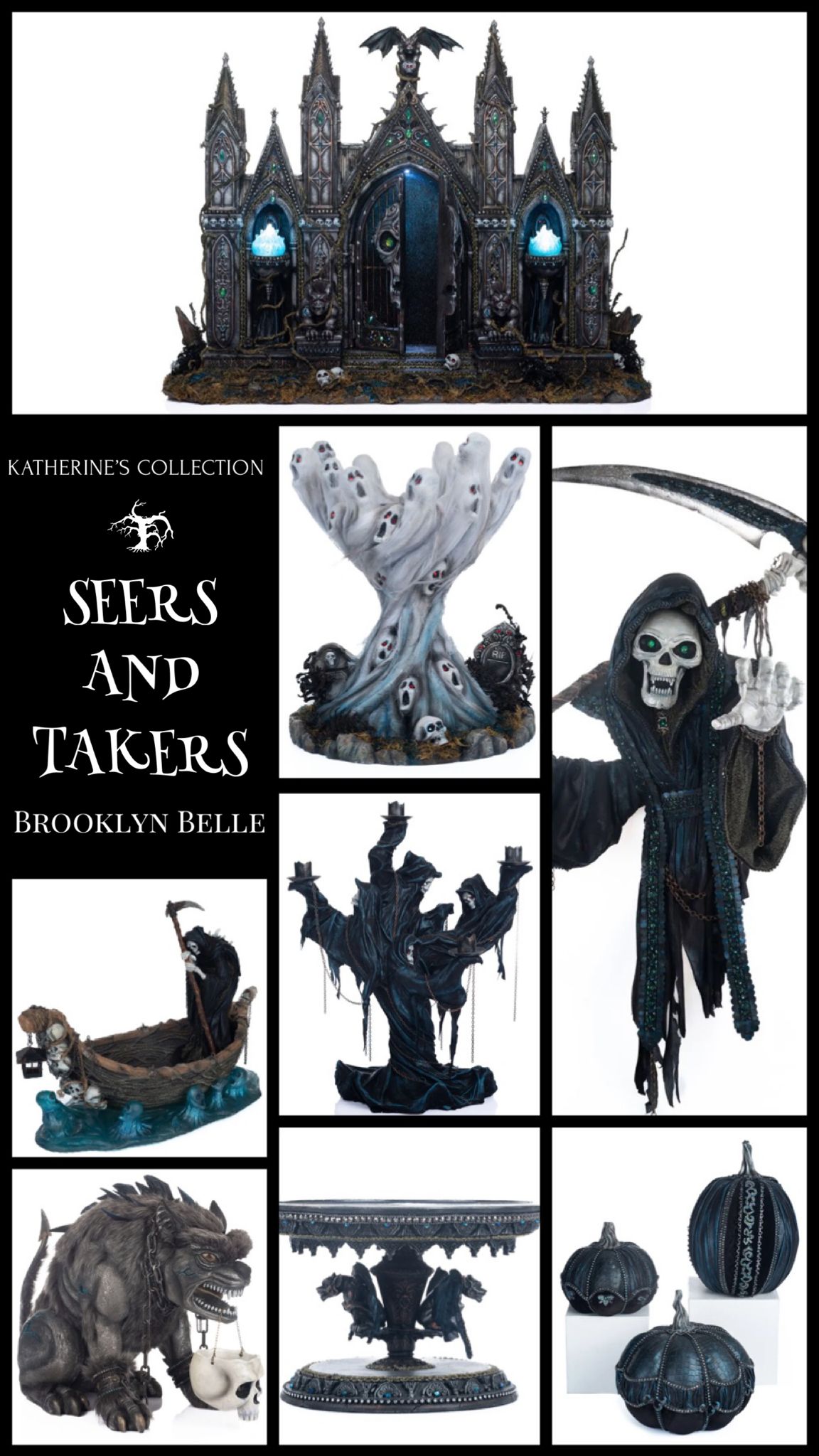 Katherine's Collection Halloween Decor Seers and Takers Lost Souls Pillar Candle Holder