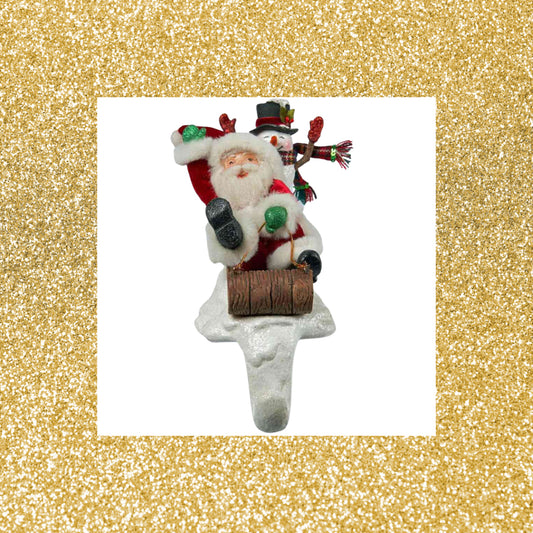 Katherine's Collection Sledding Santa and Snowman Stocking Holder