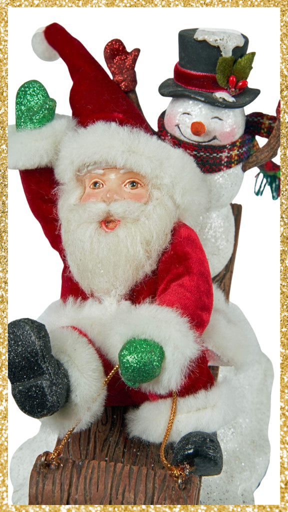 Katherine's Collection Sledding Santa and Snowman Stocking Holder