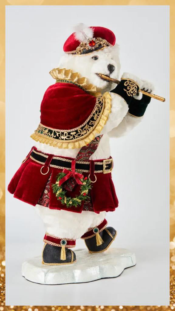 Katherine's Collection Christmas Decor Twelve Days Bear Piper Piping