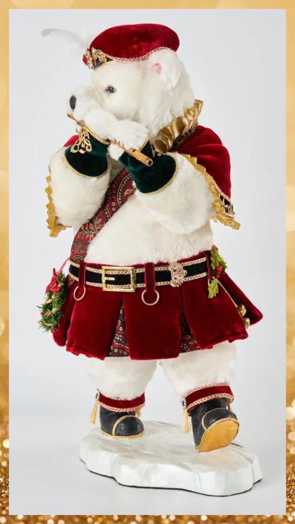 Katherine's Collection Christmas Decor Twelve Days Bear Piper Piping