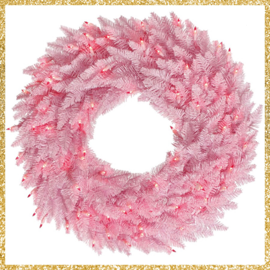 Pink Prelit Wreath Base