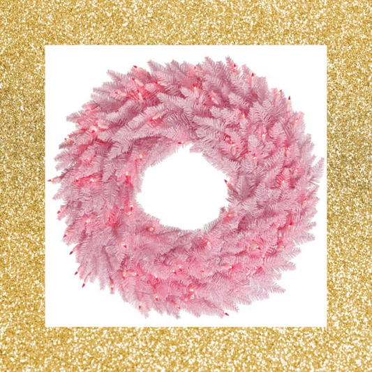 Pink Prelit Wreath Base