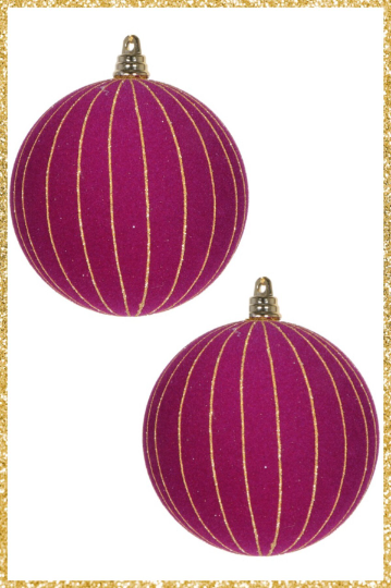 Magenta Velvet Ornament Set of 2