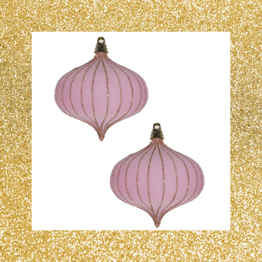 Light Pink Velvet Onion Ornament Set of 2