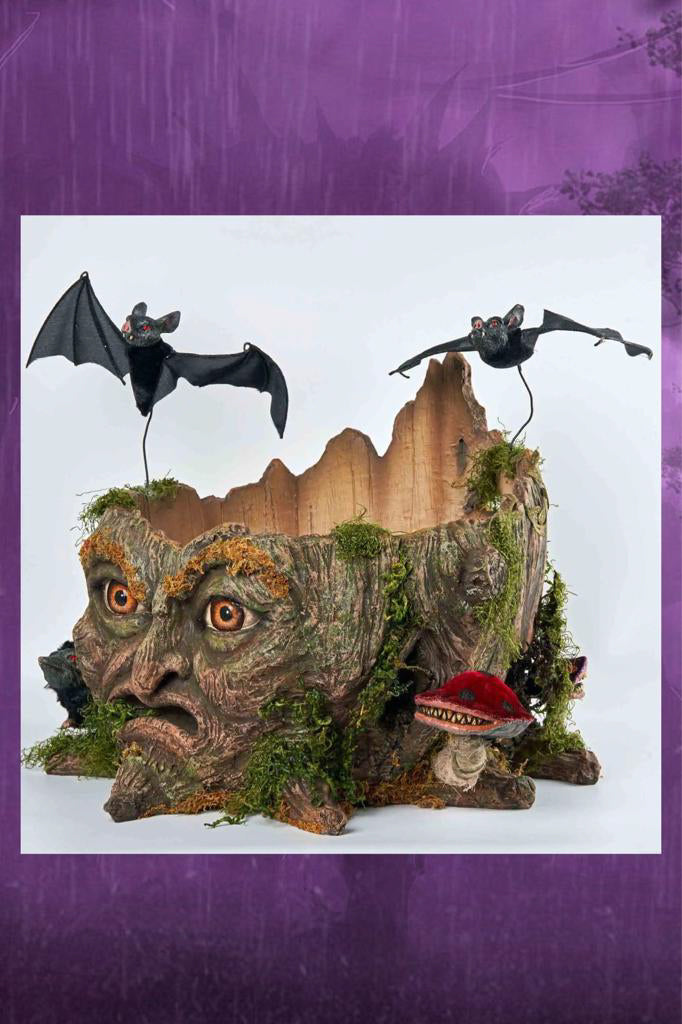 Katherine's Collection Halloween Decor Walter Woodard Tree Stump Candy Container
