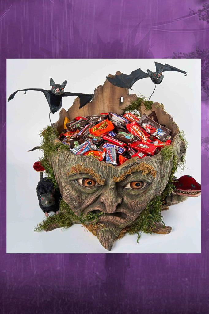 Katherine's Collection Halloween Decor Walter Woodard Tree Stump Candy Container