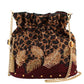 Mary Frances A Little Wild Beaded Leopard Print Crossbody Bucket Shoulder Bag