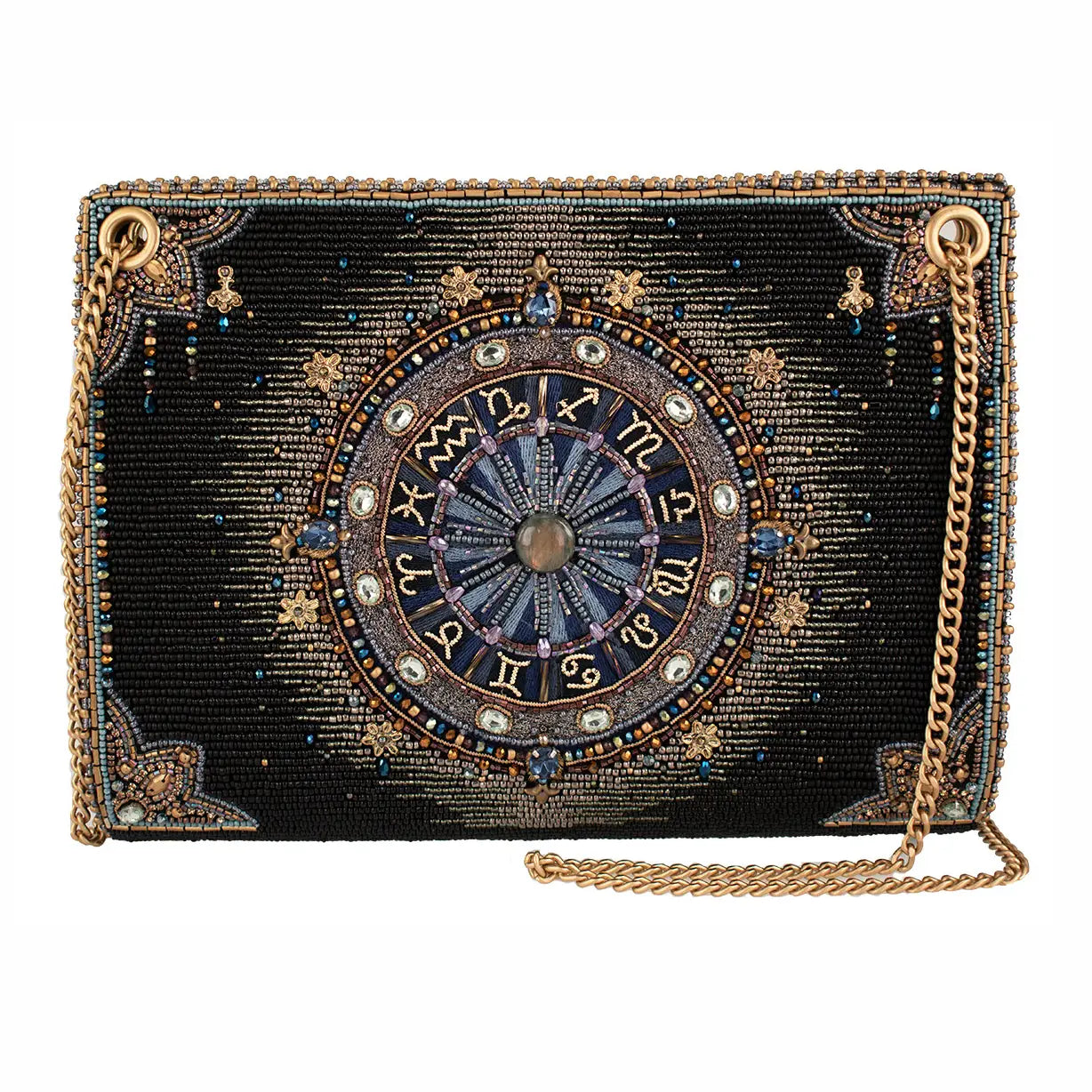 Mary Frances Cosmic Energy Beaded Zodiac Wheel Crossbody Bag Fashion Handbag
