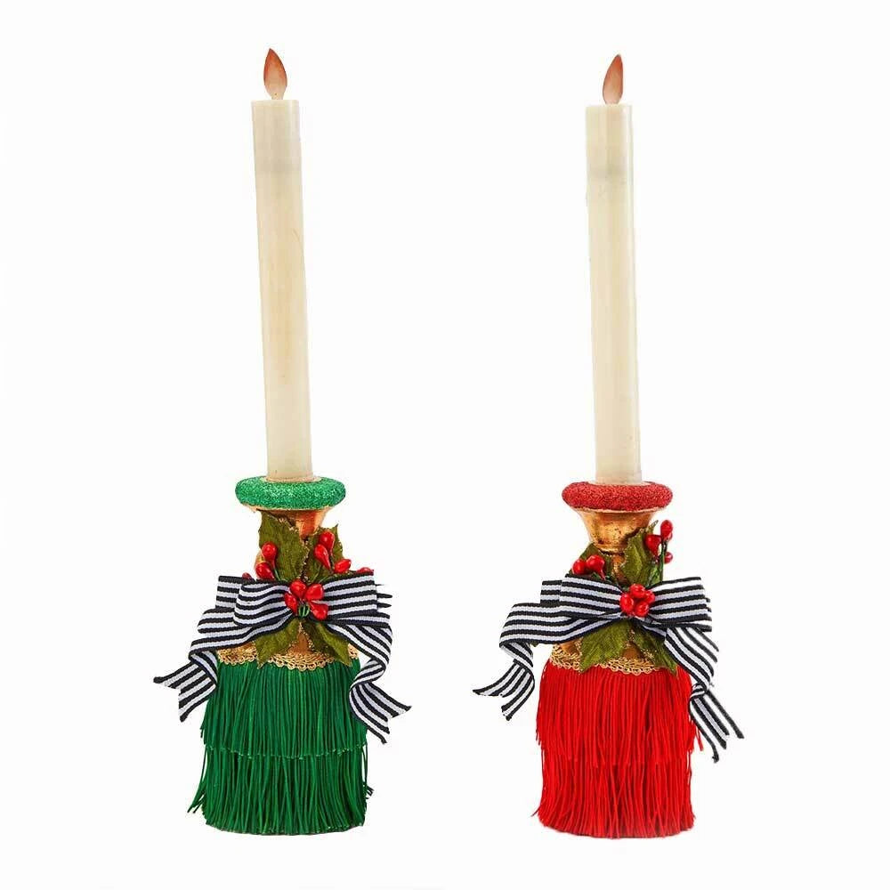 Katherine's Collection Merry and Bright Candle Stick Holders Set of 2   Christmas Candlestick Holders