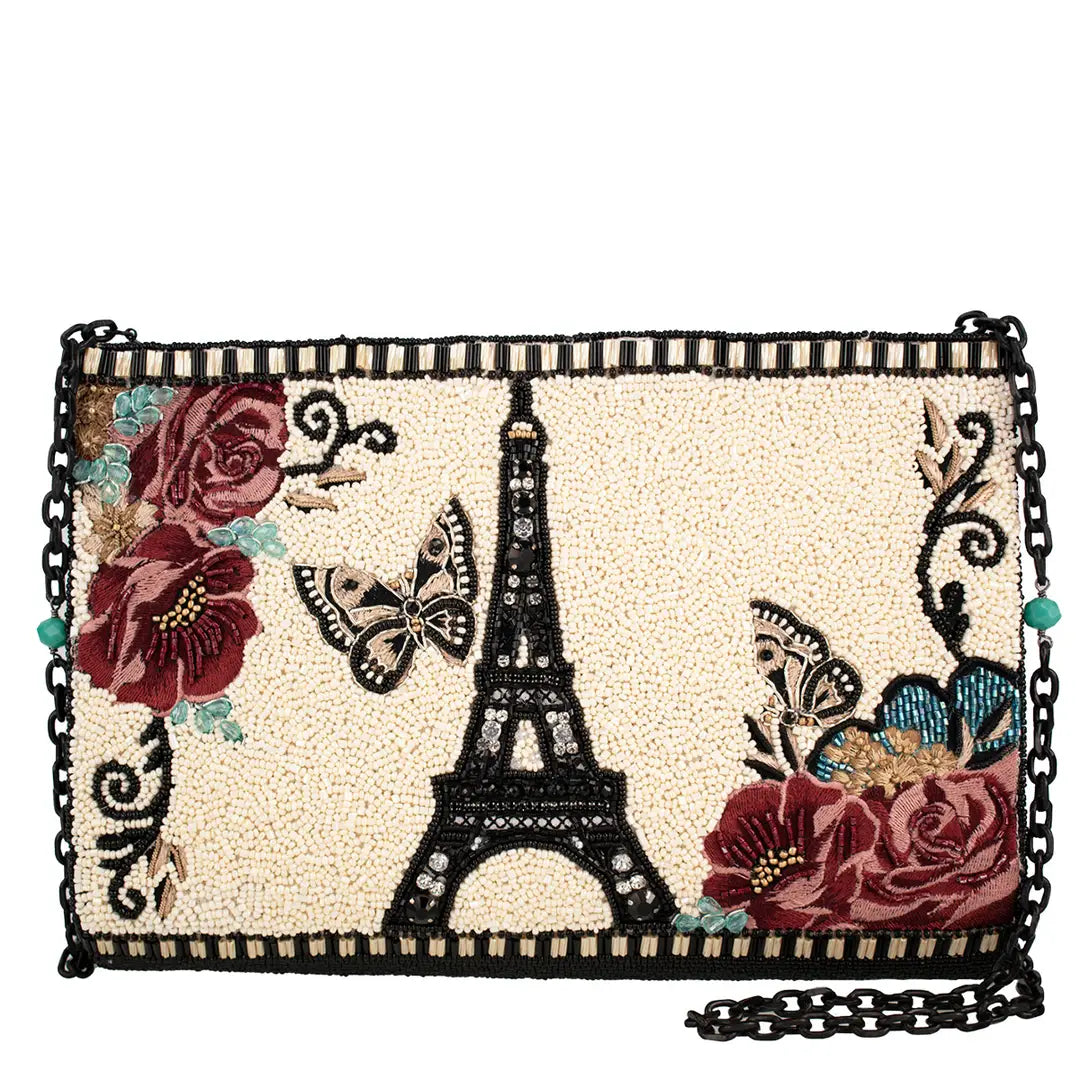 Mary Frances Parisian Beaded Crossbody Bag with Eiffel Tower  Fashion Handbag