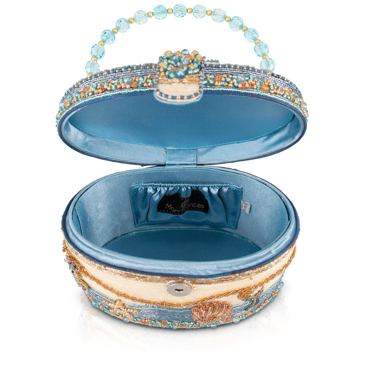 Mary Frances Shipshape Beaded Nautical Ship Top Handle Beaded Handbag