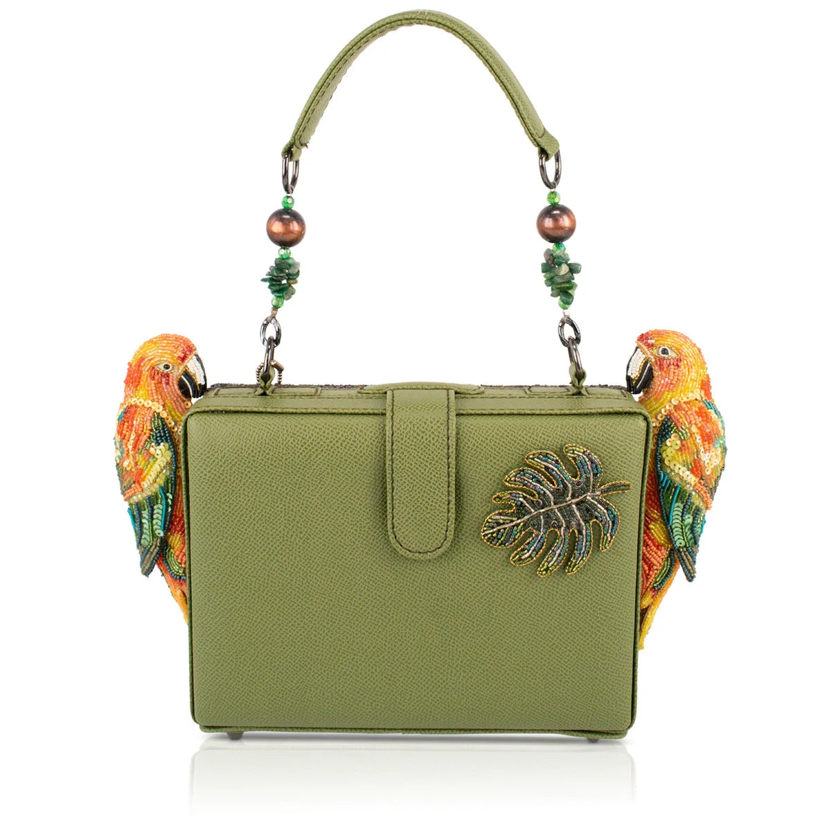 Mary Frances Feathered Friends Parrot Beaded Top Handle Handbag