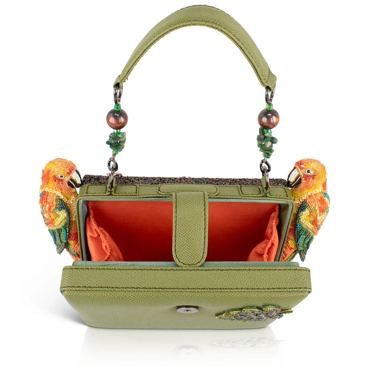 Mary Frances Feathered Friends Parrot Beaded Top Handle Handbag