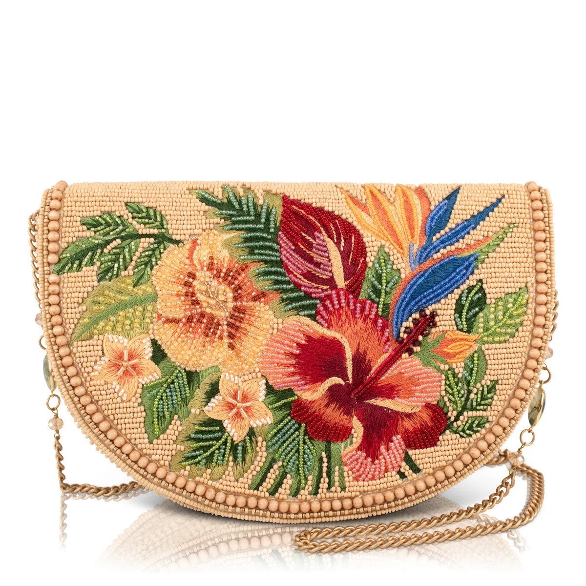 Mary Frances Botanica Floral Crossbody Beaded Handbag