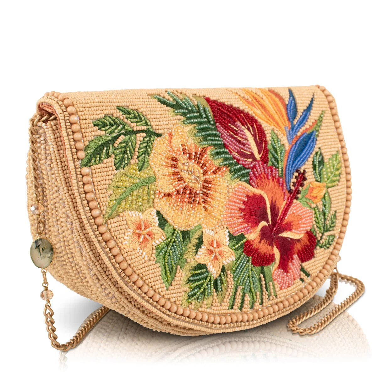 Mary Frances Botanica Floral Crossbody Beaded Handbag