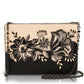 Mary Frances Wild One Beaded Black Floral Crossbody Handbag