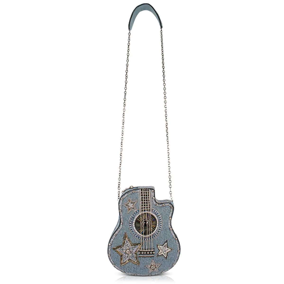 Mary Frances Stars & Strings Guitar Shaped Beaded Crossbody Handbag