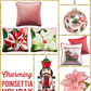 Pink Poinsettia Art  Set of 2  Pink Poinsettia Christmas Wall Art