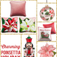 Pink Chinoiserie Christmas Santa and Sleigh Pillow  Merry Christmas Pillow