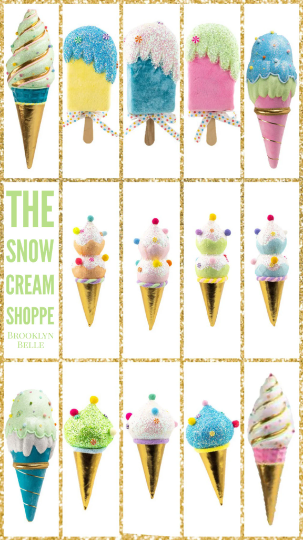 29.5" December Diamonds Hanging Pink / Gold Ice Cream Cone