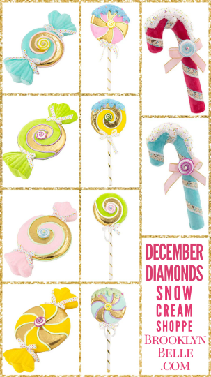 29.5" December Diamonds Hanging Pink / Gold Ice Cream Cone