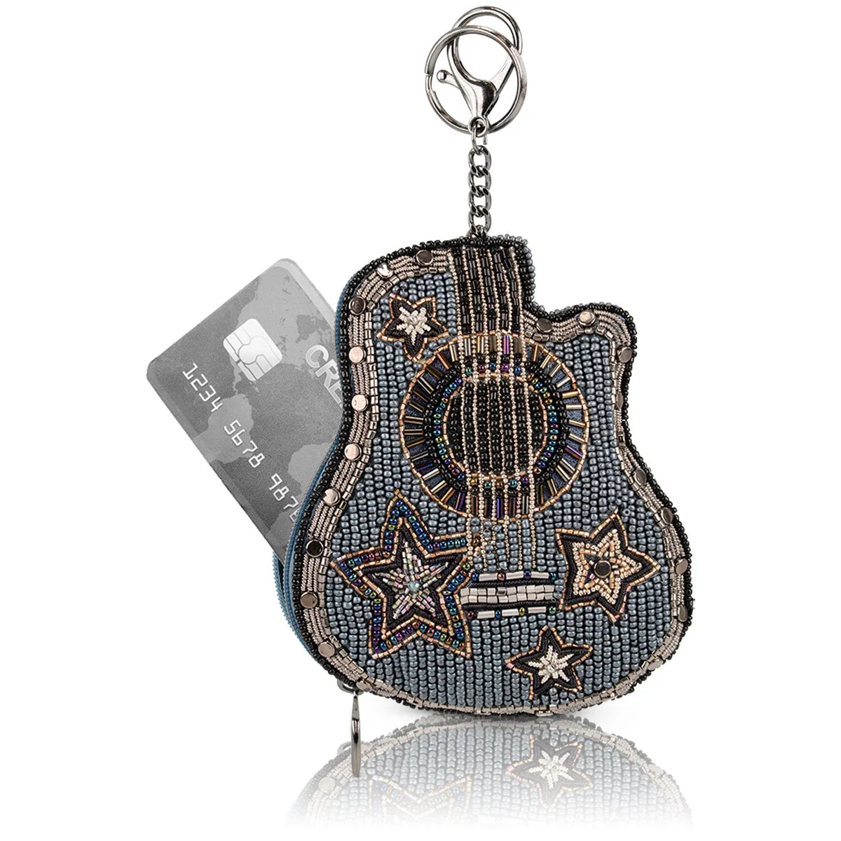 Mary Frances Stars & Strings Guitar Shaped Beaded Crossbody Handbag