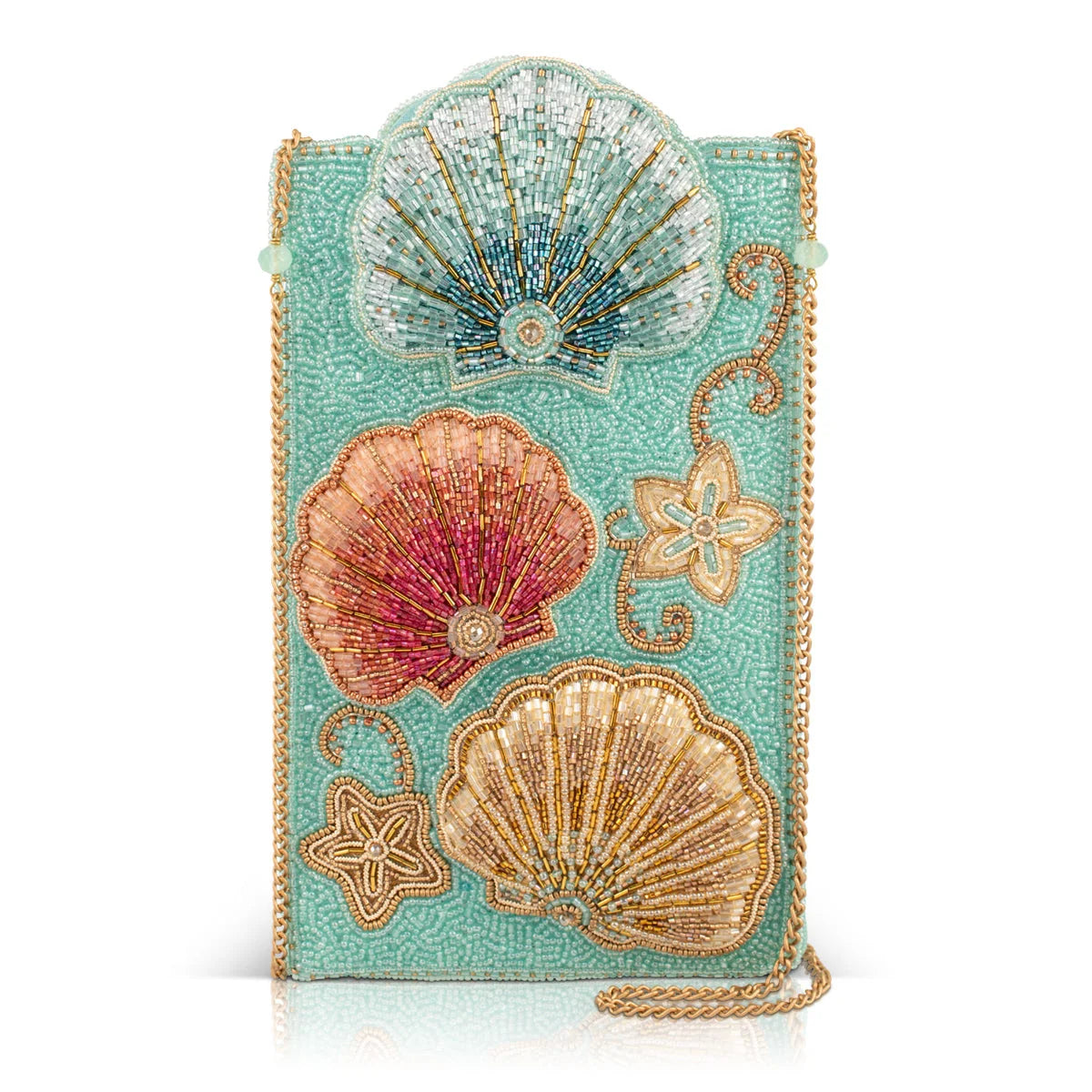 Mary Frances Washed Ashore Coastal Seashells Mini Crossbody Phone Bag