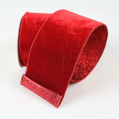 Farrisilk Red Velvet Glitter Ribbon