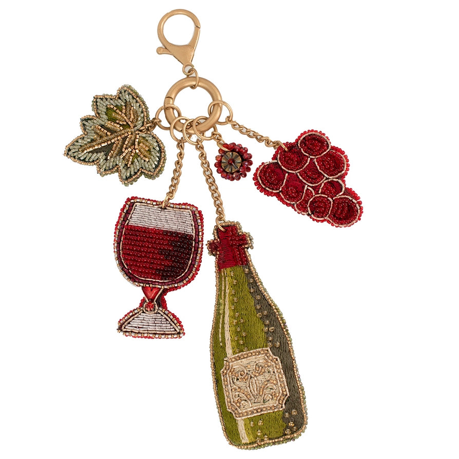 Mary Frances Tasting Room Beaded Wine and Grapes Bag Charm Handbag Accessory