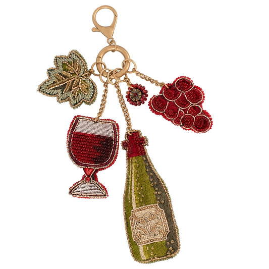 Mary Frances Tasting Room Beaded Wine and Grapes Bag Charm Handbag Accessory
