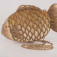 Mary Frances Fresh Catch Gold Beaded Fish Shaped Crossbody Handbag