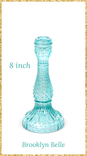 8-Inch Turquoise Glass Candle Holder