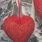 Set Of 3 Glitter Red Heart Ornament