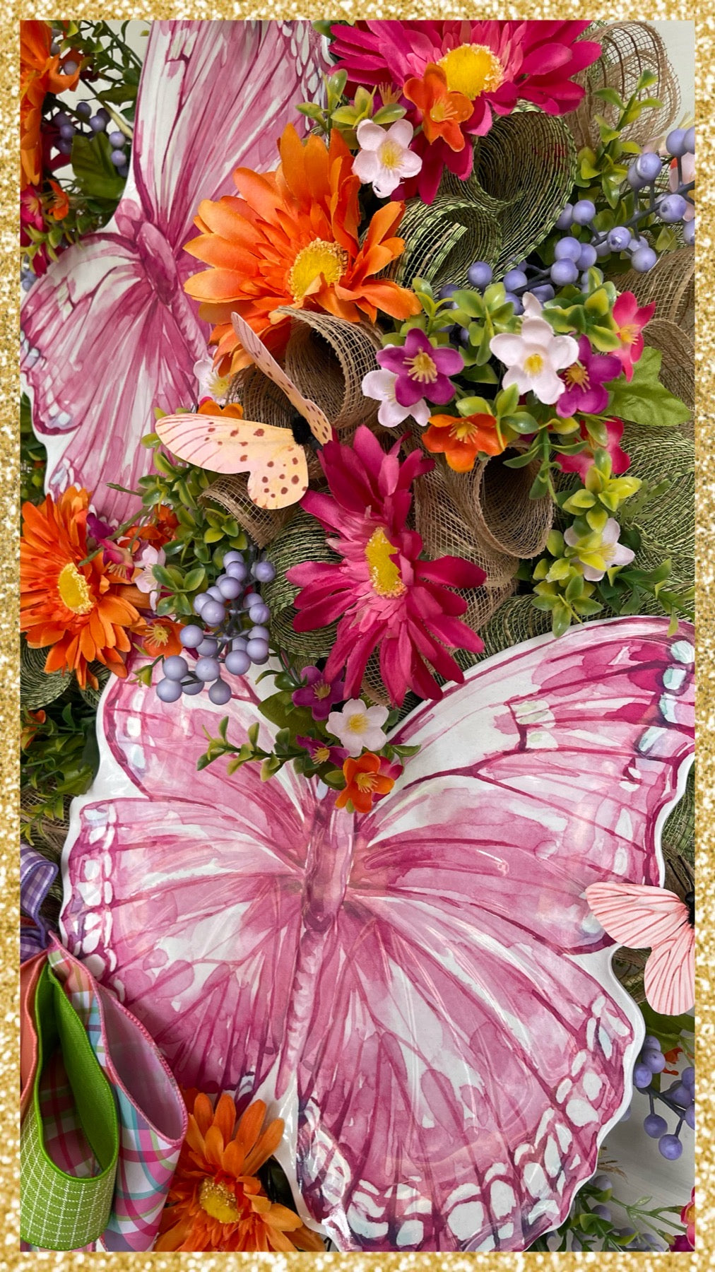 Pink Butterflies Wreath • Butterfly Wall Decor