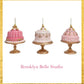 Set Of 3 Pink Cake Ornaments