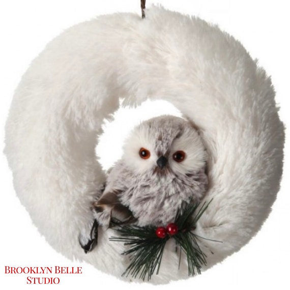 8.5" Winter Snow Owl Ornament • Christmas Owl Ornament