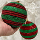 Set Of 2 Glitter Red and Green Ornaments